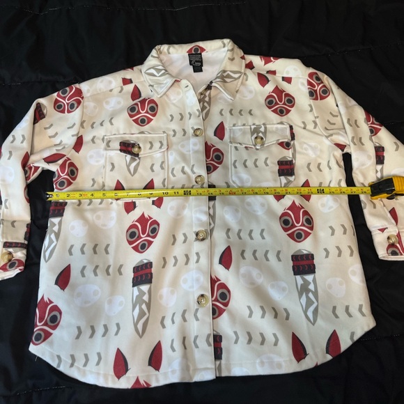 Princess Mononoke Fleece Shirt Jacket Women's XL Beige San's Mask Anime 1997 - Picture 3 of 13